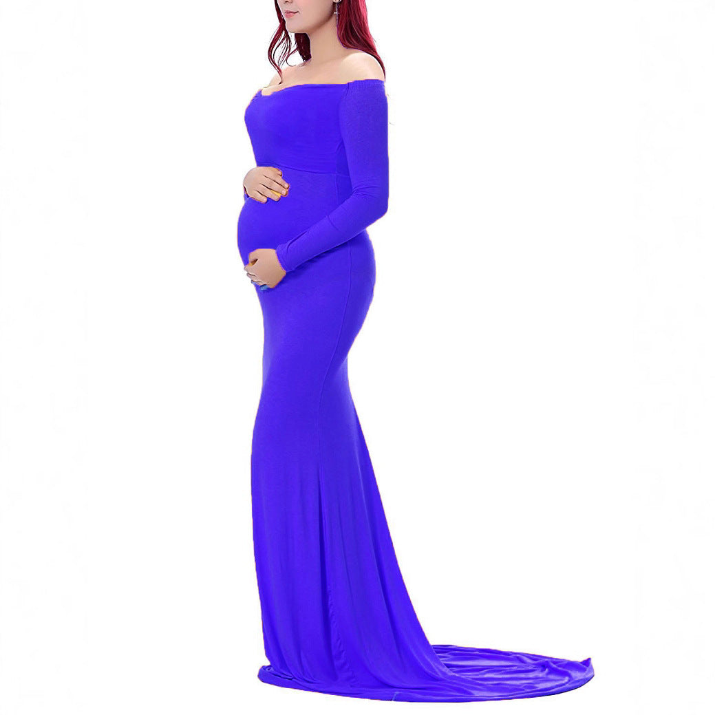 Women's Cotton Round Neck Collar Trailing Long Dresses