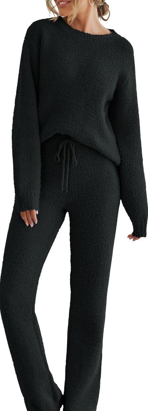 Women's Round Neck Long Sleeve Trousers Thick Suits