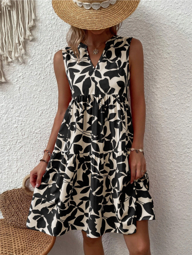 Women's Bohemian Fashion Loose Pleated Print Dress Dresses