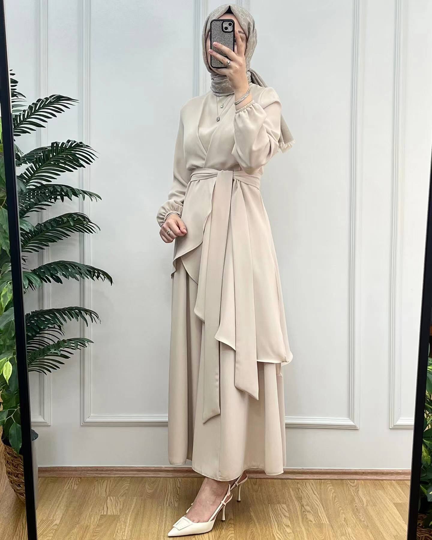 Women's Spring Muslim Style Solid Color Fashion Suits