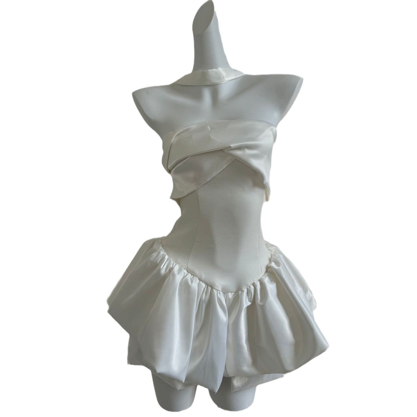 Pure White Halter Slim Tube Dress Dresses