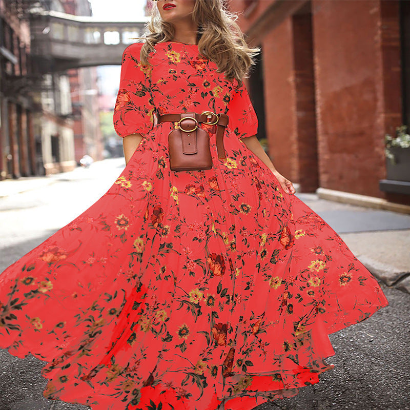 Casual New Elegant Bohemian Printed Chiffon Dress