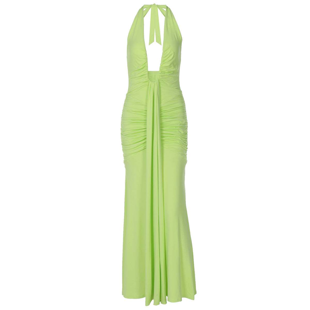 Women's Cutout Backless Slim Fit Pleated Stitching Dresses