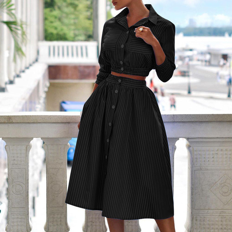 Spring Stylish Temperament Long Sleeves Striped Suits