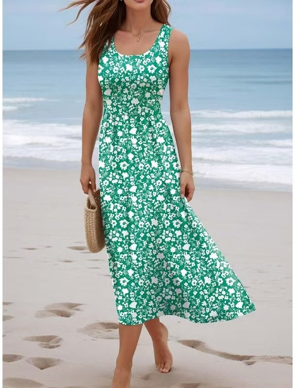 Women's Spaghetti Straps Sleeveless Comfortable Seaside Vacation Beach Dress