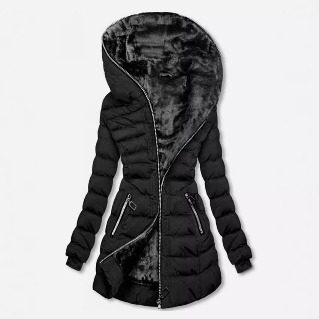 Women's With Veet Winter Thickened Mid-length Zipper Coats