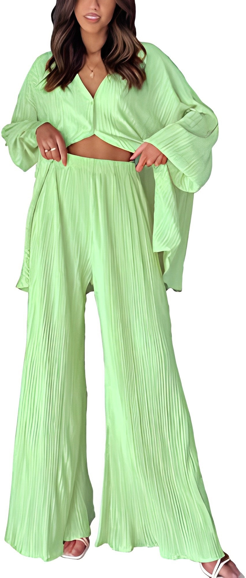 Women's Autumn Pleated Bell-bottom Single-breasted Home Wear Suits