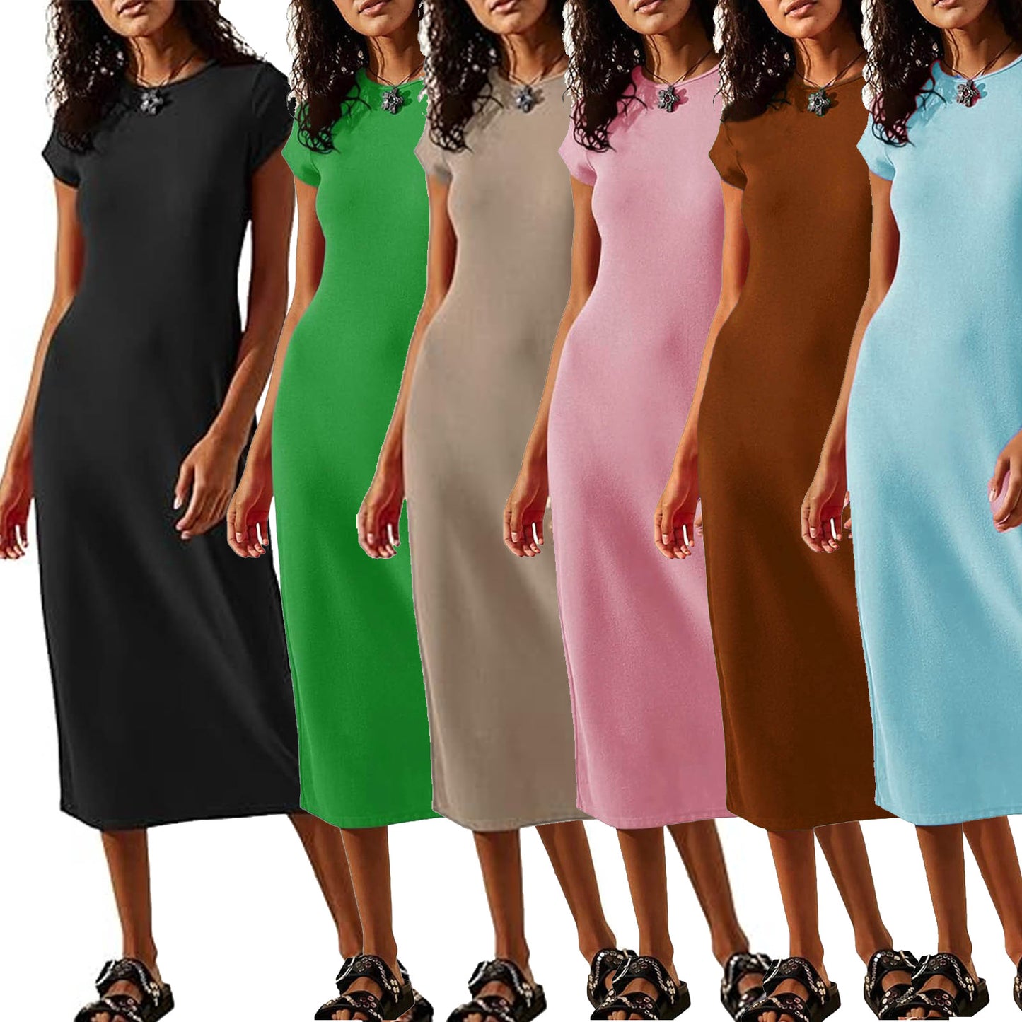 Women's Popular Solid Color Sexy Sleeve Sheath Dress