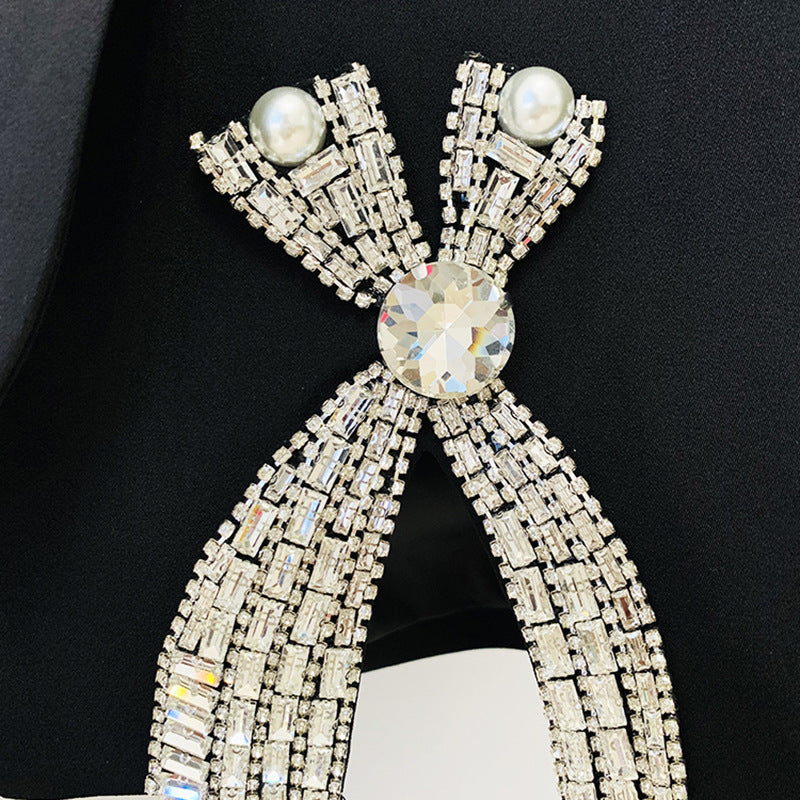 Stylish Charming Refined Rhinestone Bow Split Fashion Casual Suit