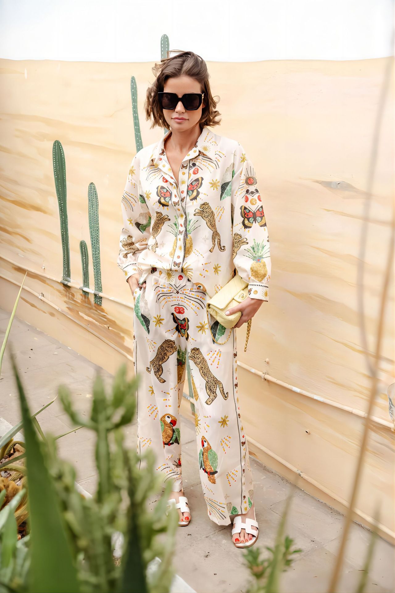 Personalized Printed Macaron Long Linen Sleeves Shirt Fashion Casual Suit