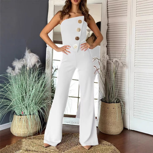 Women's Summer Sexy Tube Fastener Decoration Jumpsuits