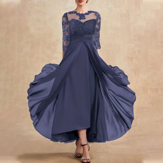 Women's Dress Chiffon Stitching Lace Long Bridesmaid Dresses