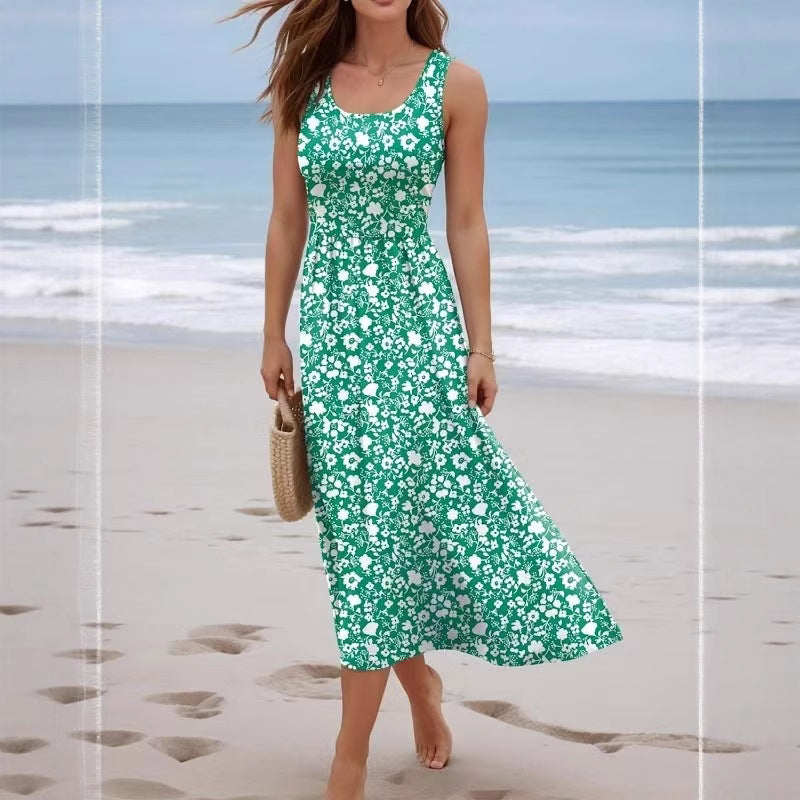 Women's Spaghetti Straps Sleeveless Comfortable Seaside Vacation Beach Dress