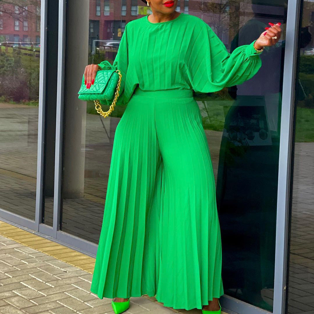 Women's Summer Loose Large Shirt Wide Leg Fashion Casual Suit