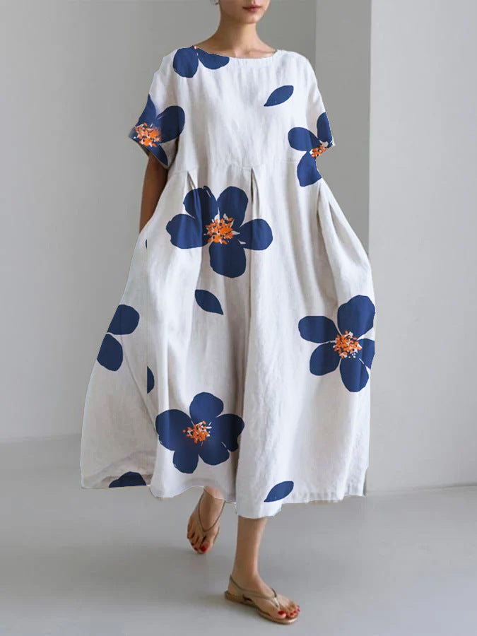 Women's Round Neck Fashion High-grade Short-sleeved Printed Dresses