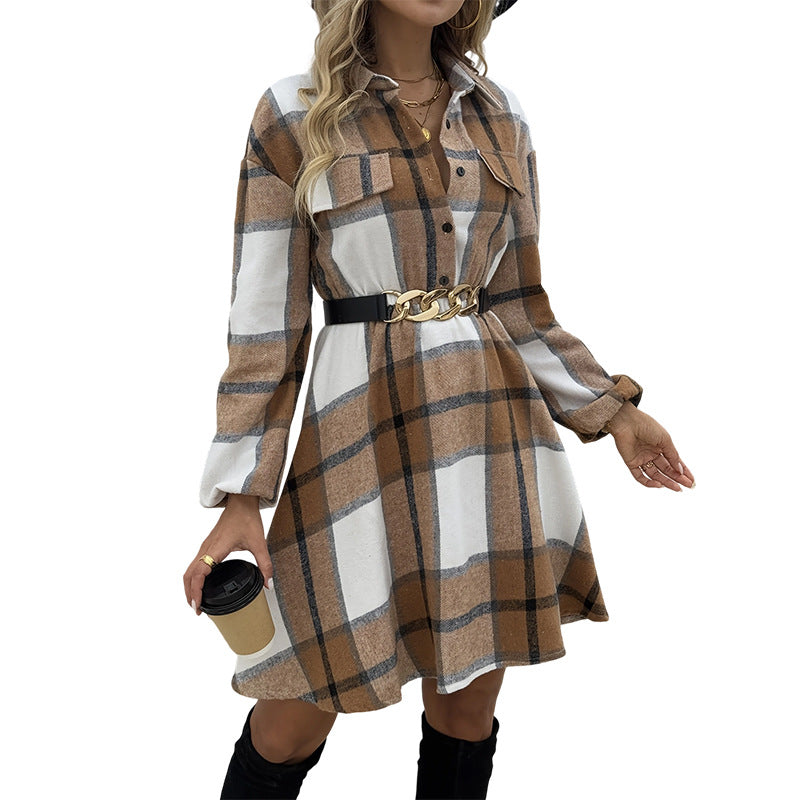 Striped Plaid Casual Shirt Elegant Style Coats