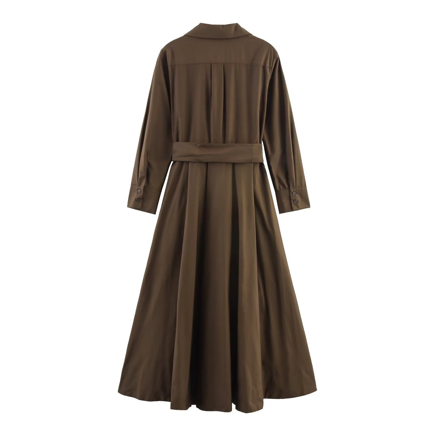 Women's Fashion Vacation Style Versatile Poplin Shirt Dresses