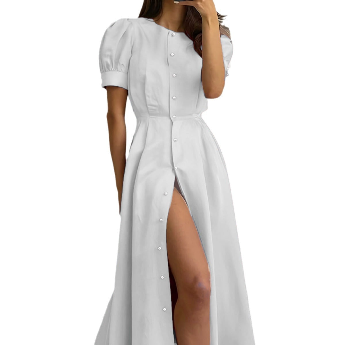 Want Temperament Slim High Waist Button Dress