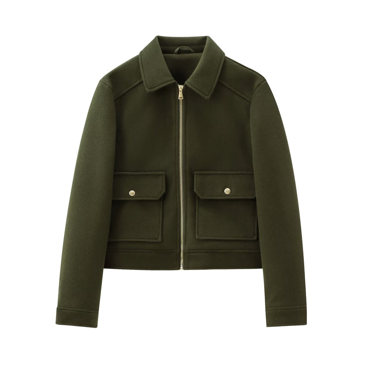 Women's Zipper Ornament Soft Long Sleeve Lapel Coats