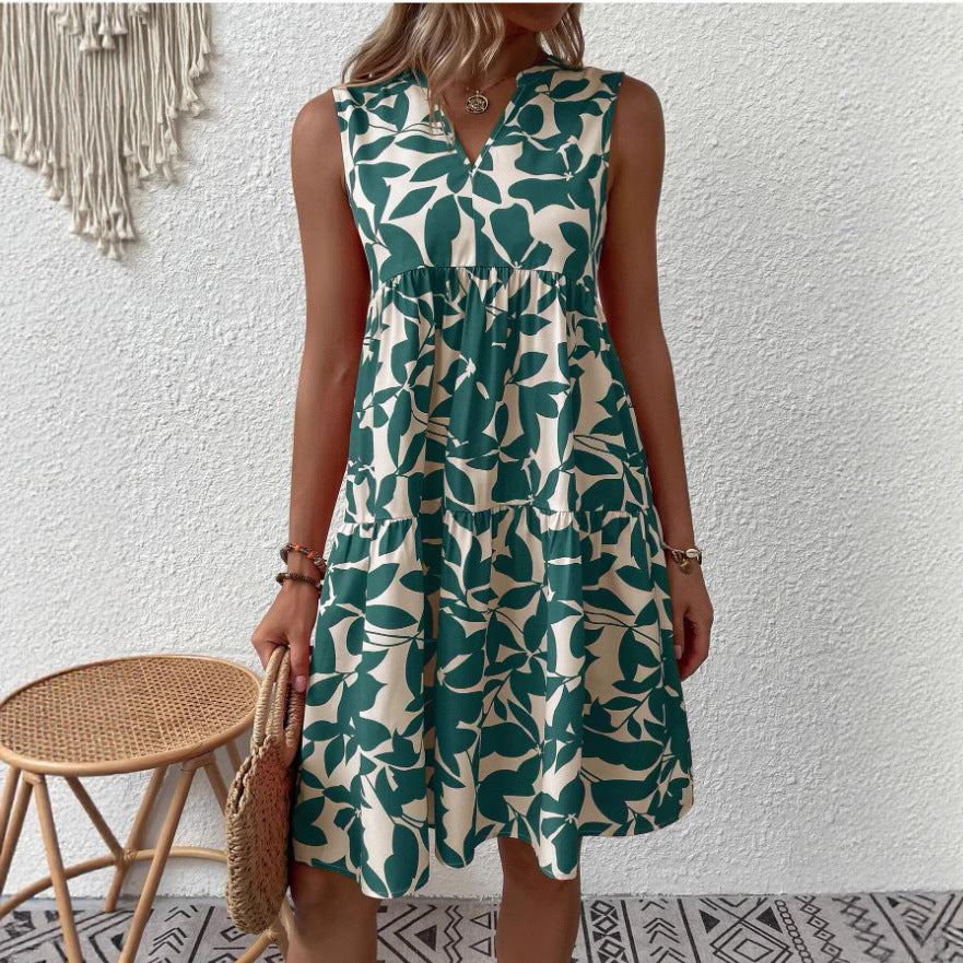 Women's Bohemian Fashion Loose Pleated Print For Dress