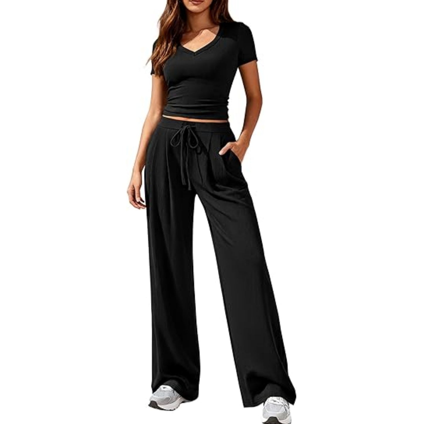 Women's Solid Color Wide Leg For Fashion Casual Suit