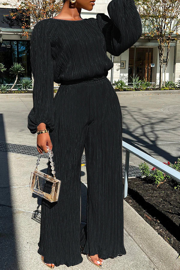 Women's Home Casual Loose Pleated High Elastic Suits