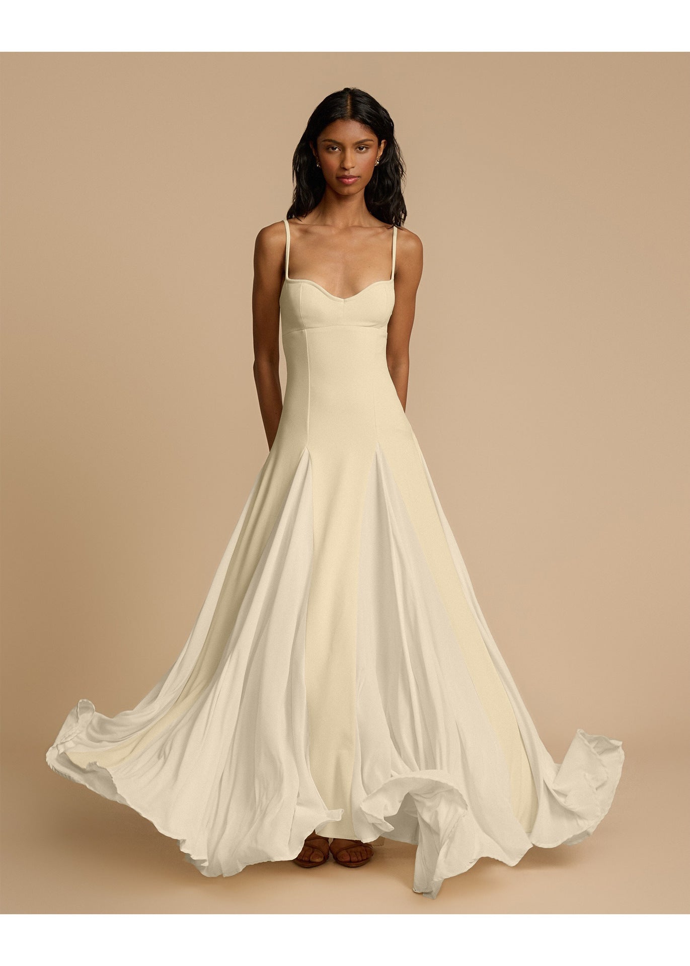 Women's Style Elegant Sexy Backless Spaghetti Straps Contrast Dresses