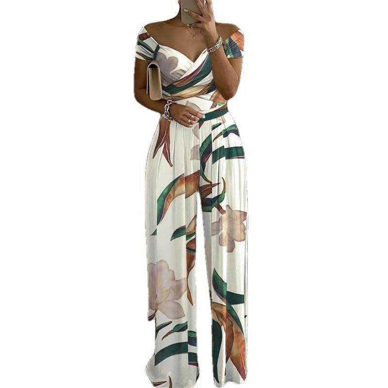 Women's Fashion Printed Temperament Commute Casual High Jumpsuits