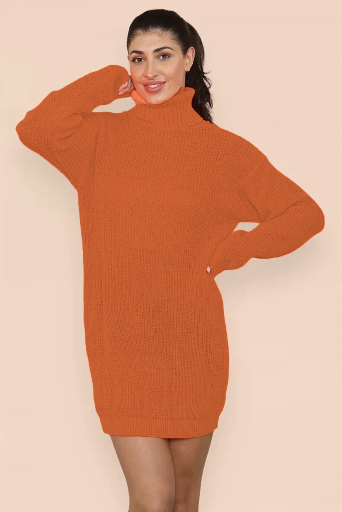 Women's Polo Collar Solid Color Loose Pullover Mid-length Women's Sweater