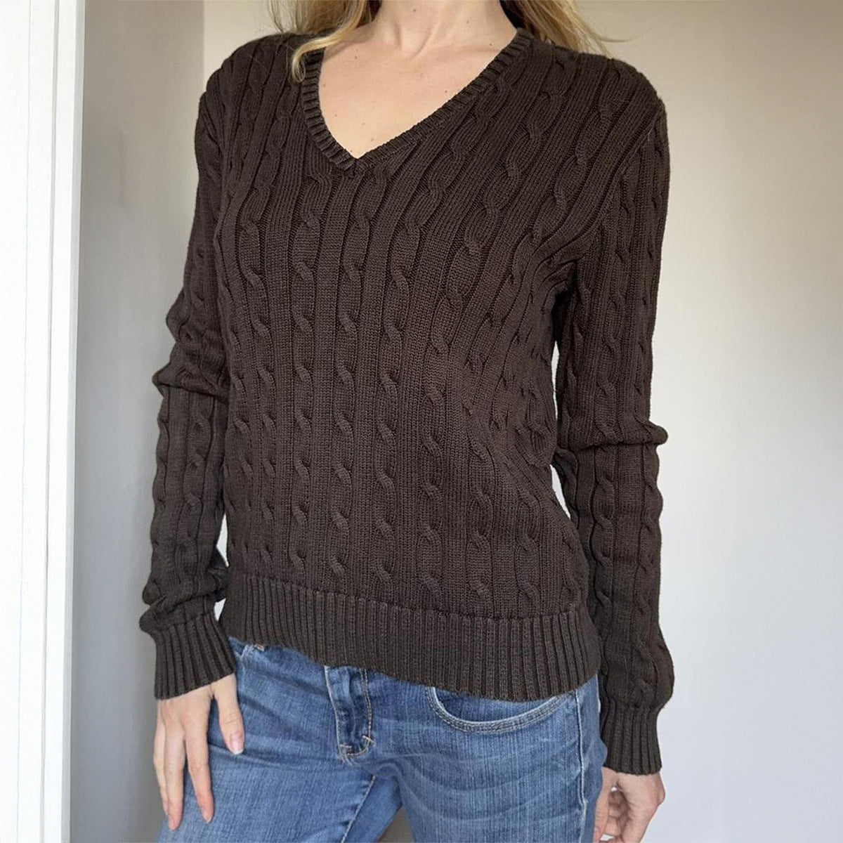 Women's Casual Minimalist Long Sleeve Solid Color Sweater