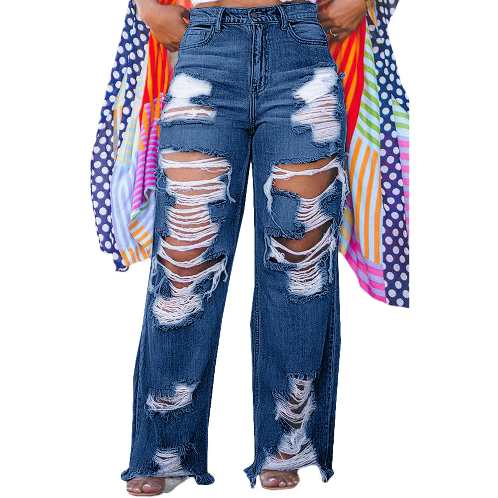 Versatile Durable Sexy Fashion Burnt Ripped Jeans