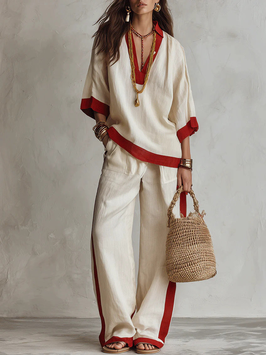 Women's Early Autumn Temperament Commute Contrast Color Fashion Casual Suit