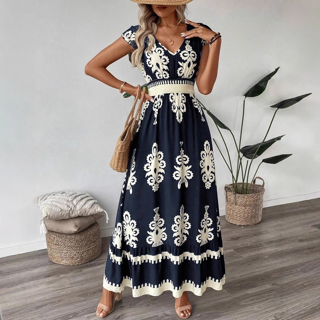 Women's High-grade French Long Fashionable Printed Dress