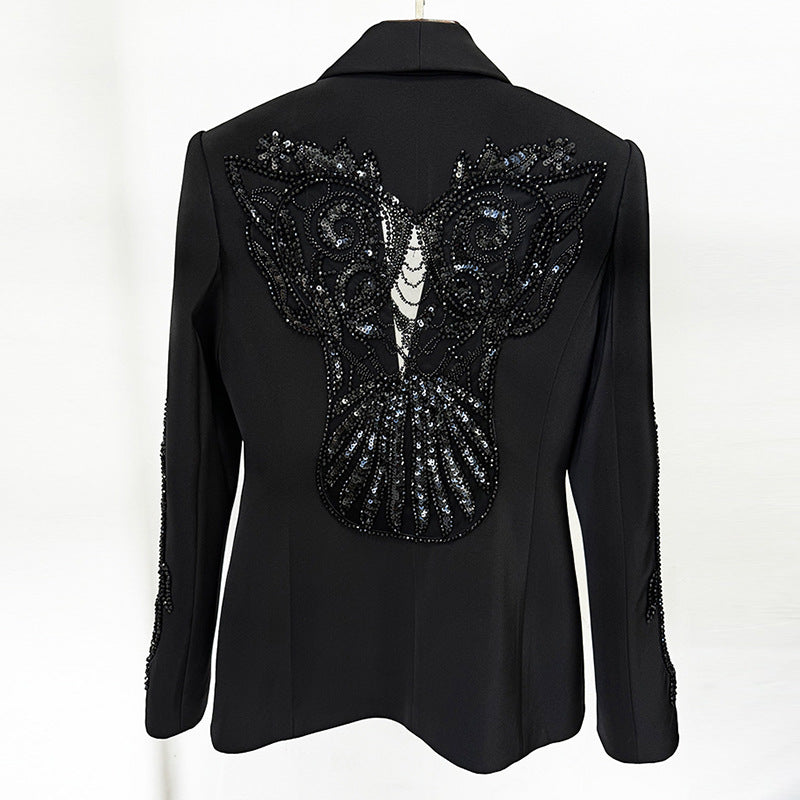Early Spring Mesh Splicing Beads Chiffon Fashion Casual Suit