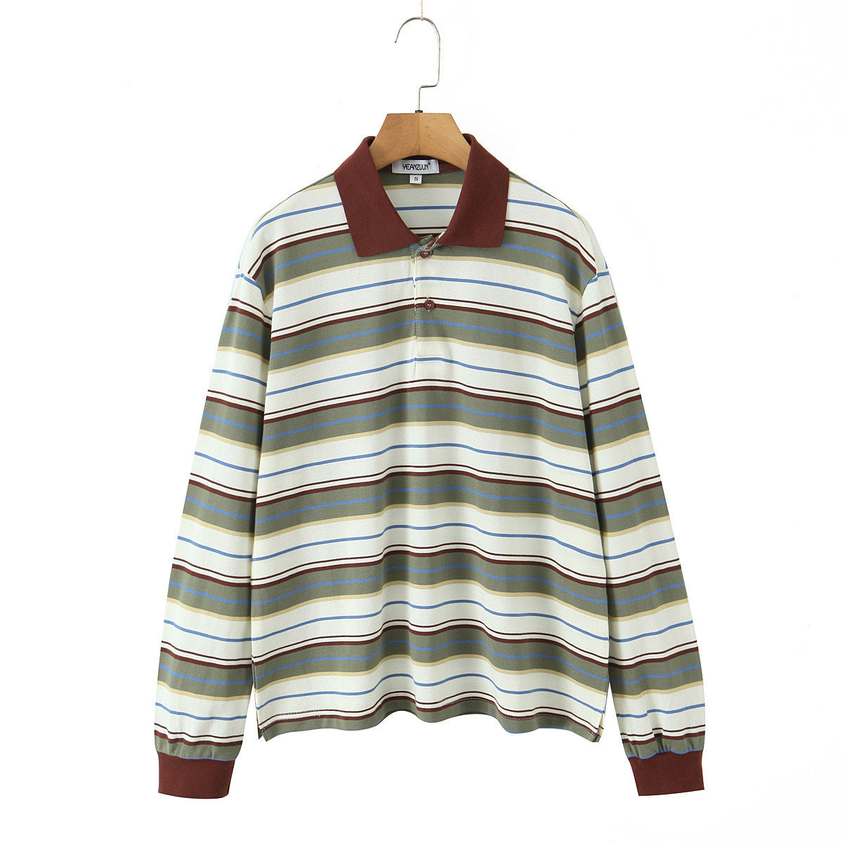 Women's Autumn Collar Long Sleeve Contrast Color Blouses