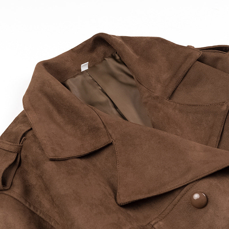 Beautiful Innovative Fashionable Suede Long-sleeved Spring Coats