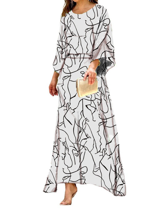 Women's Summer Loose Print Long-sleeved High Waist Suits