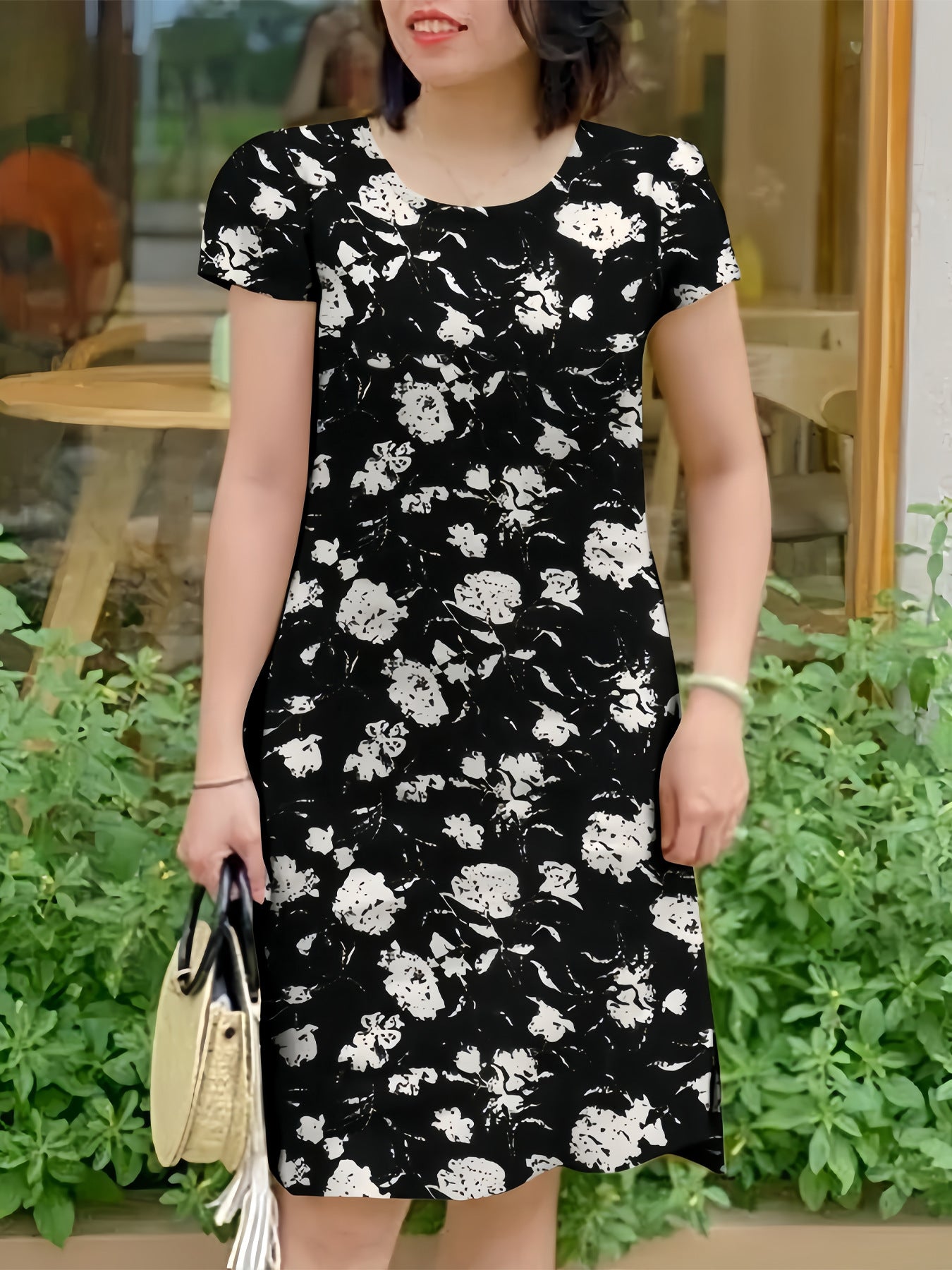 Women's Floral Summer High-grade Short-sleeved Split Dress