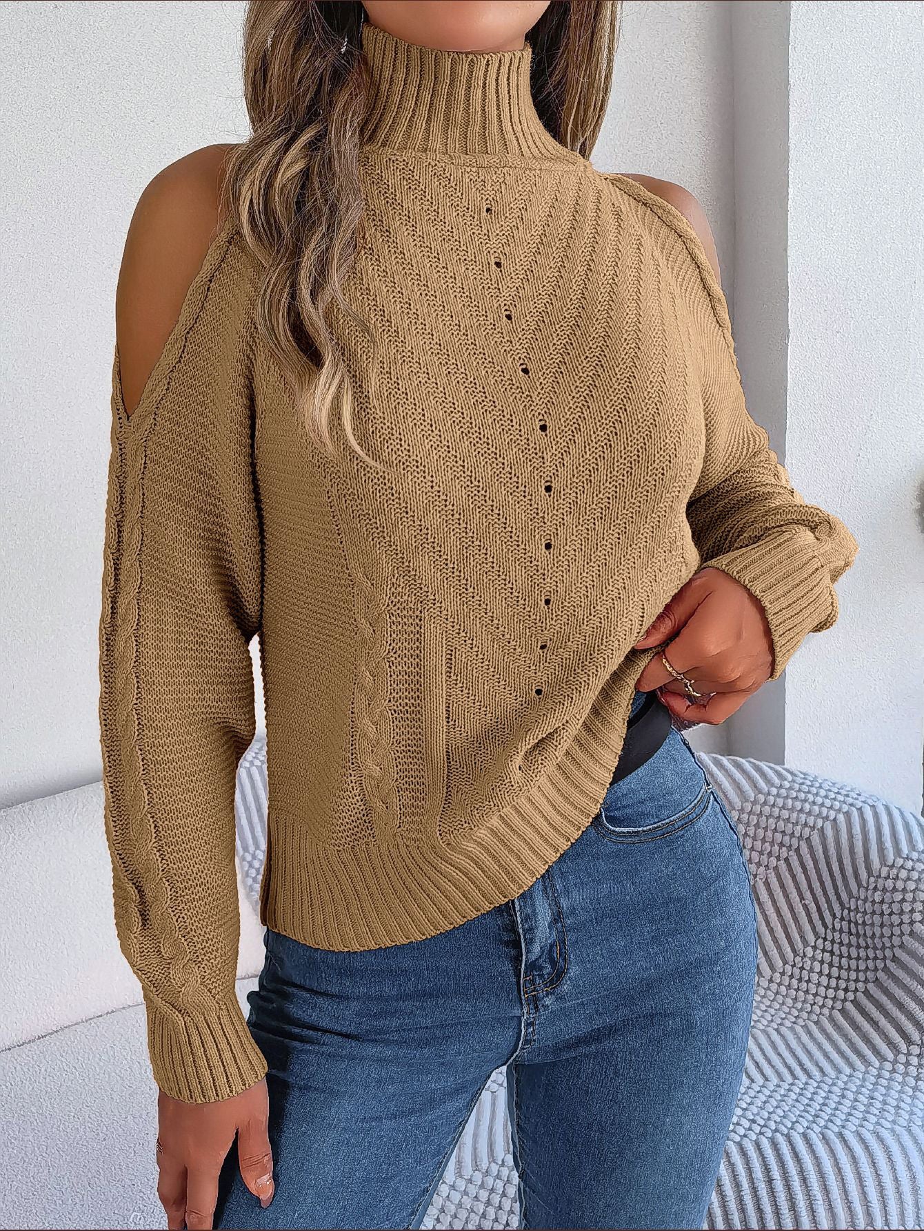 Women's Clearance Casual Turtleneck Long Sleeve Knitted Sweaters