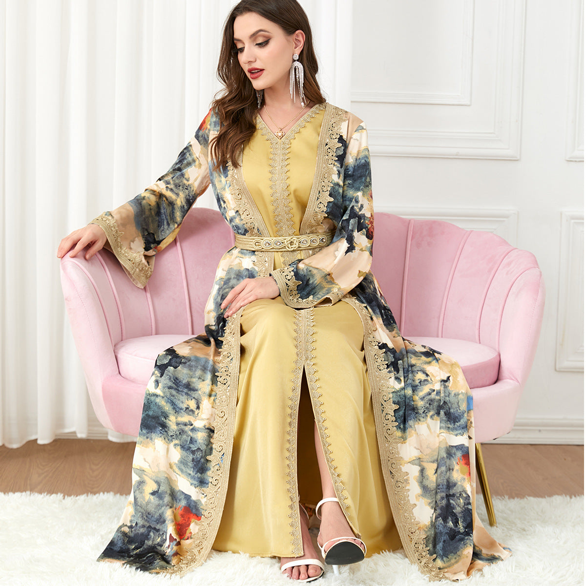 Robe Stitching Two-piece Dress Muslim Clothes Dresses