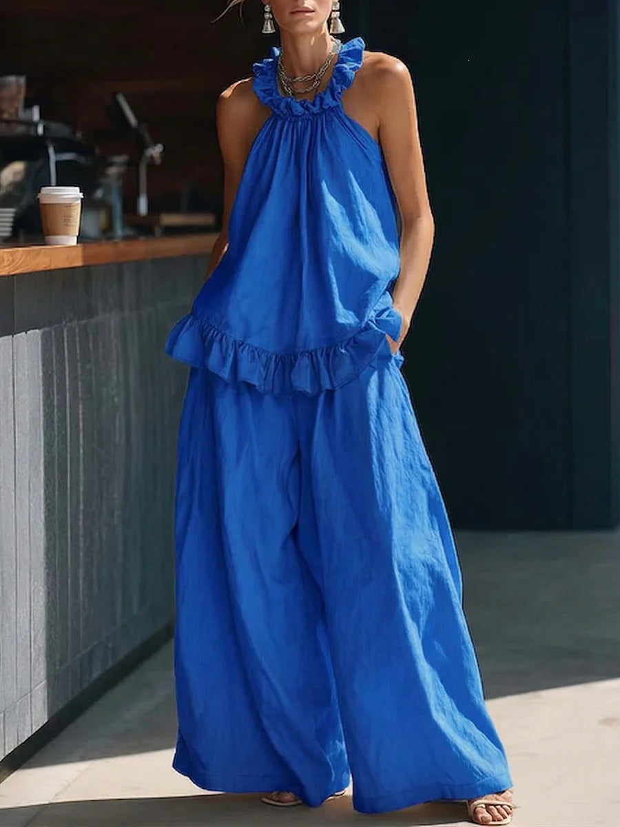 Women's Cotton Linen Retro Style High Waist Suits
