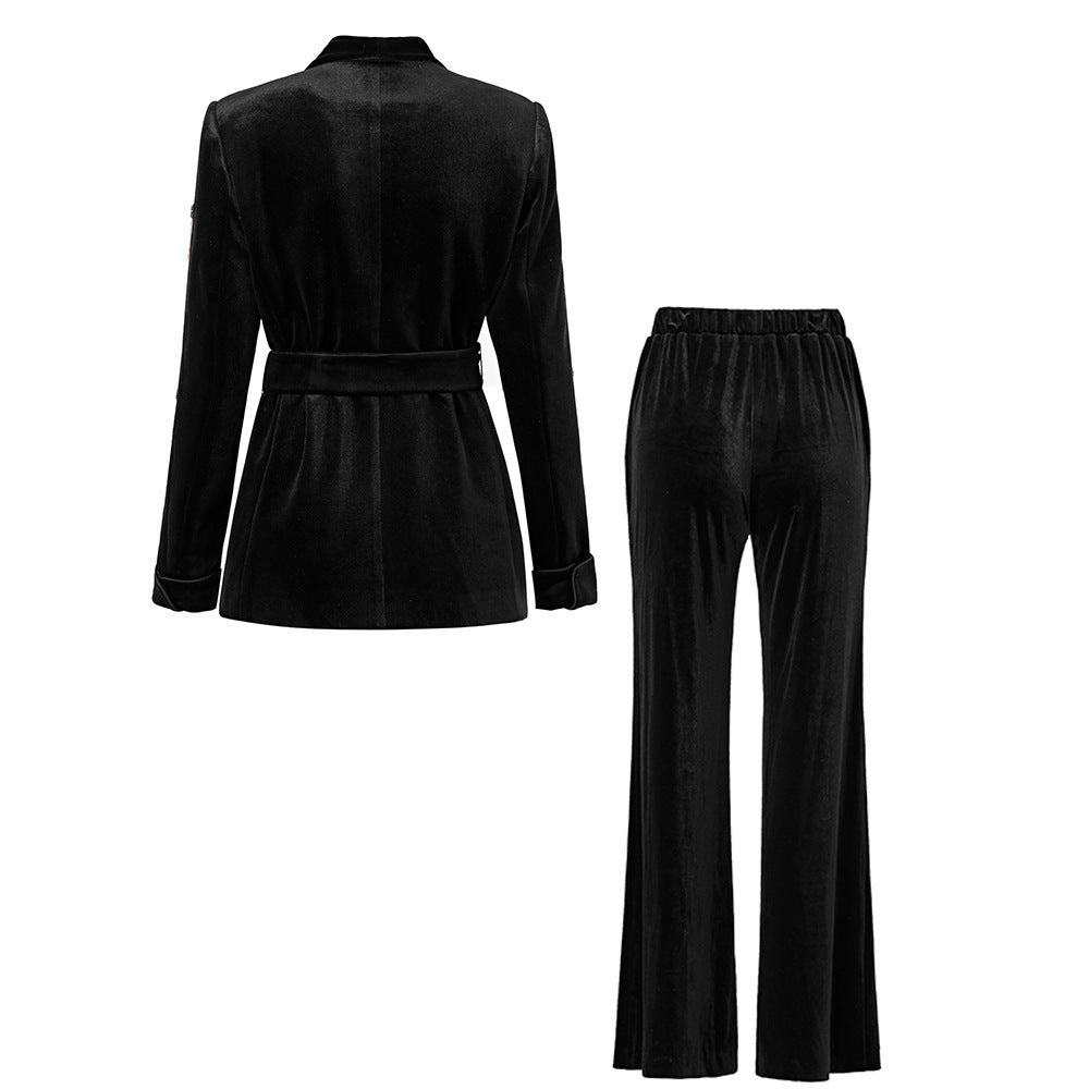 Beaded Mid-length Veet Elastic Waist Fashion Suits