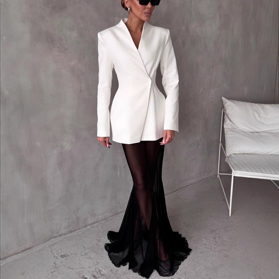 Satin Loose Stretch Yarn Mesh Two-piece Suits