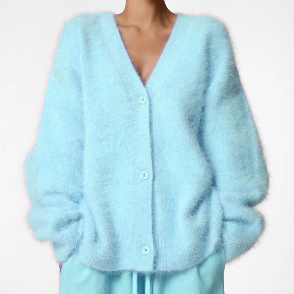 Women's Imitation Marten Idle Style Loose Soft Cardigans