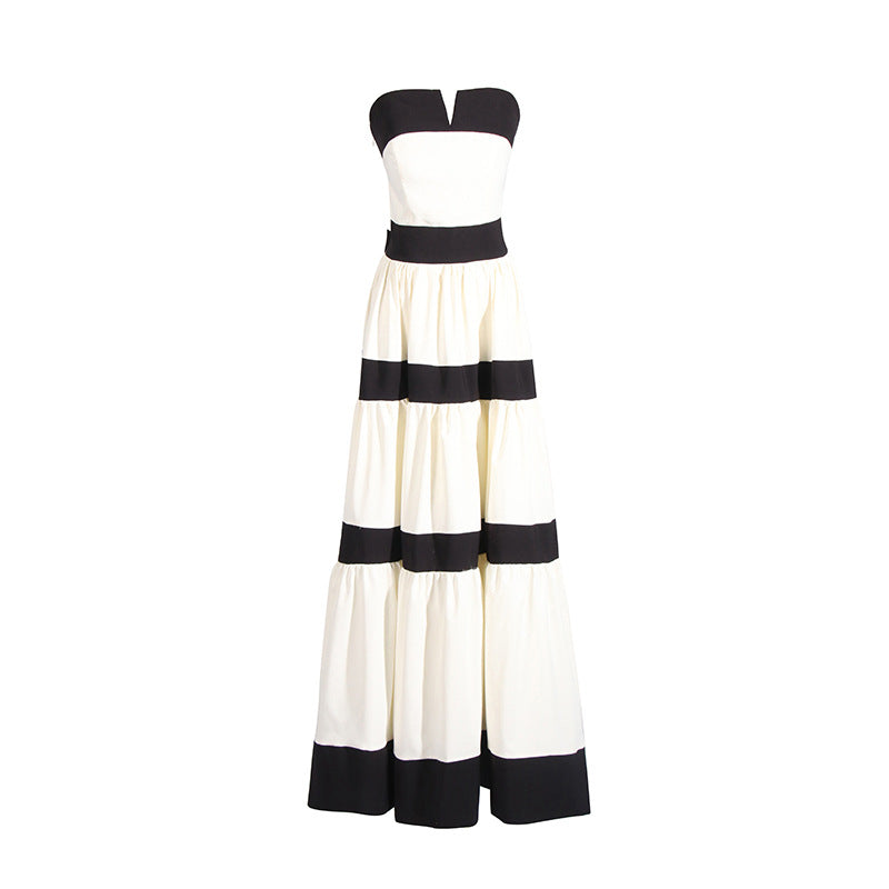 Women's Elegant Long Dress Spring Tube Contrast Dresses
