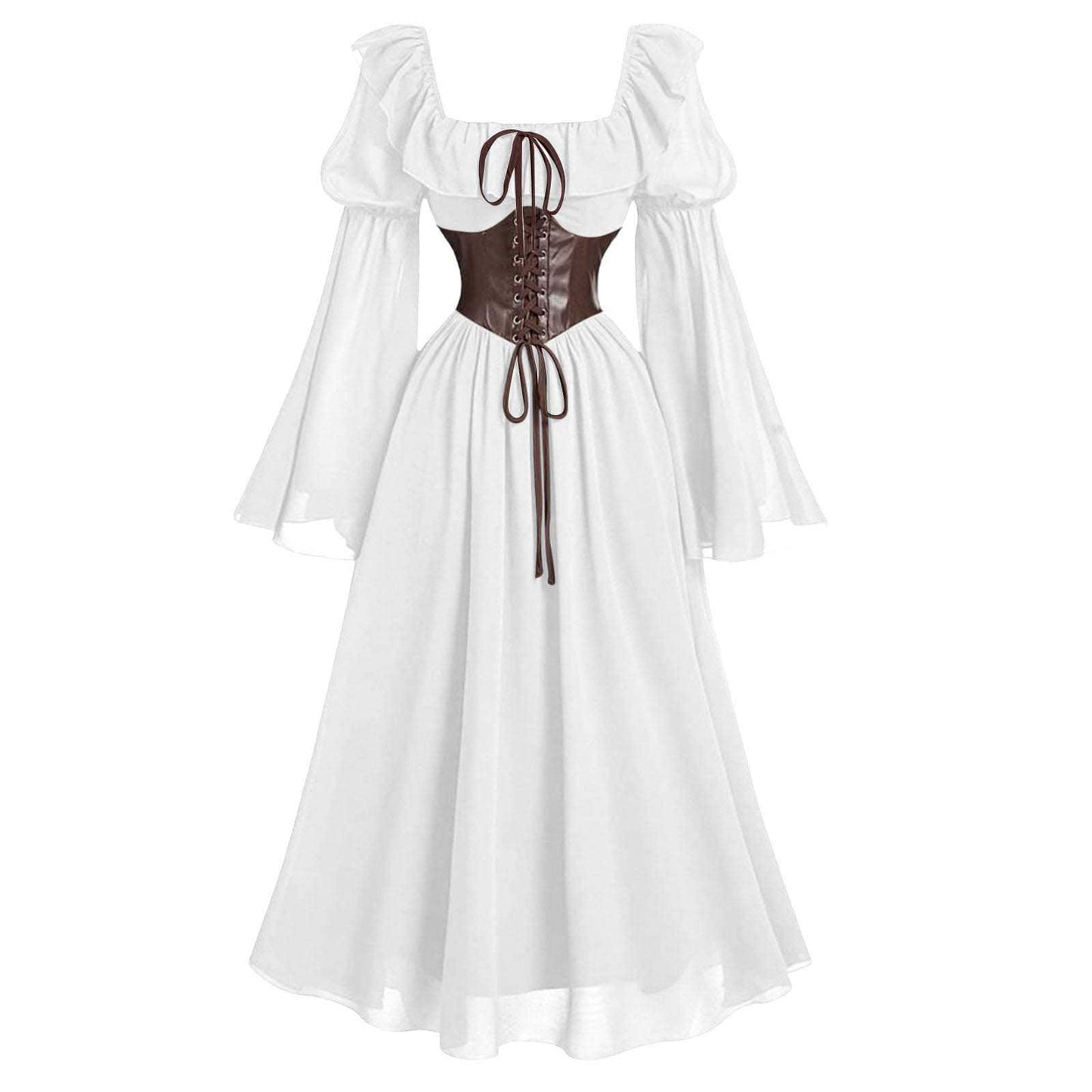 Women's Dress Flared Sleeve Waist Square Collar Dresses