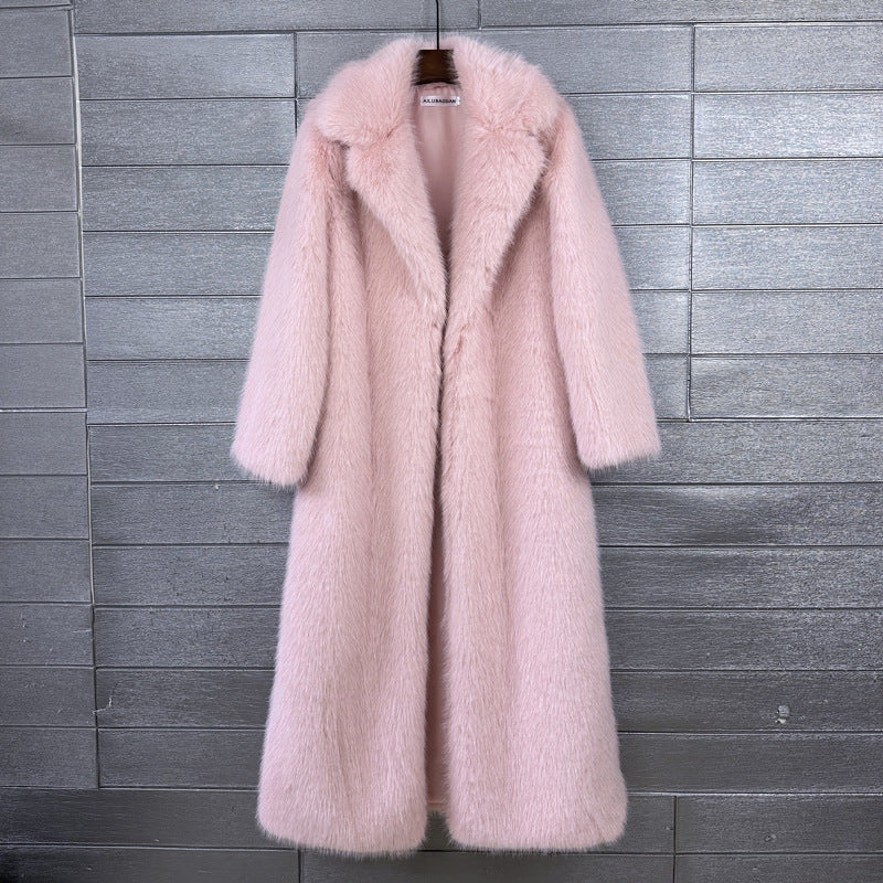 Women's Imitation Plush Furry Fur Extended Collar Coats