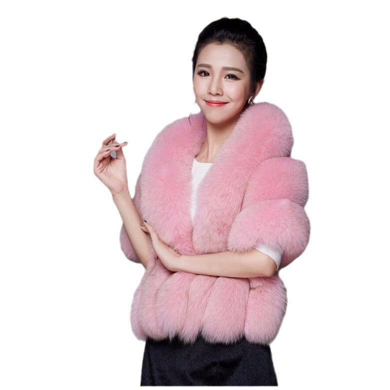 Women's Fur Shawl White Cloak Bridal Cape Coats