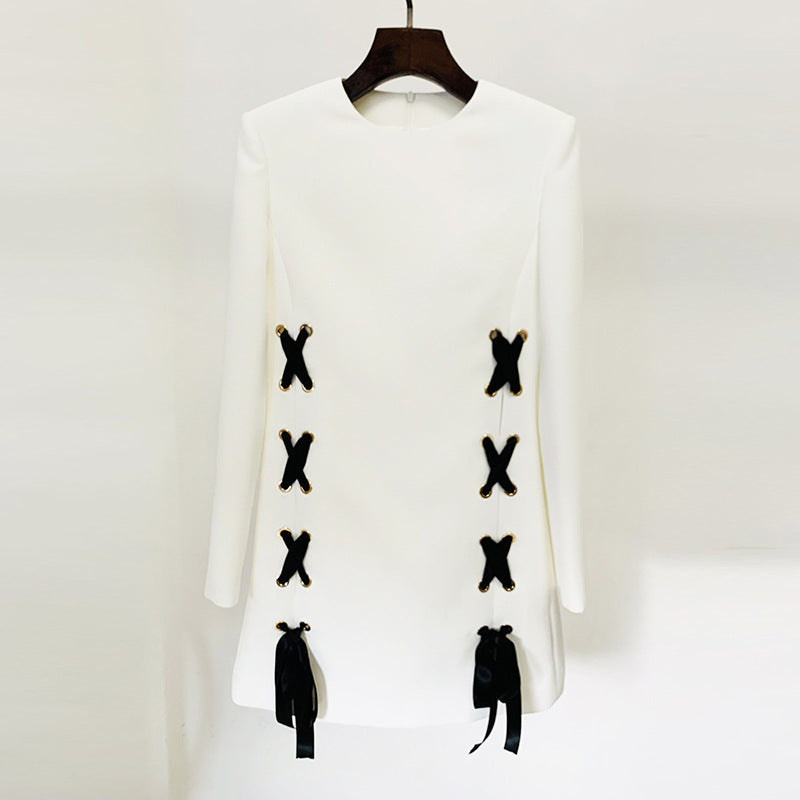 Early Spring Fashion Ribbon Rope Casual Dress