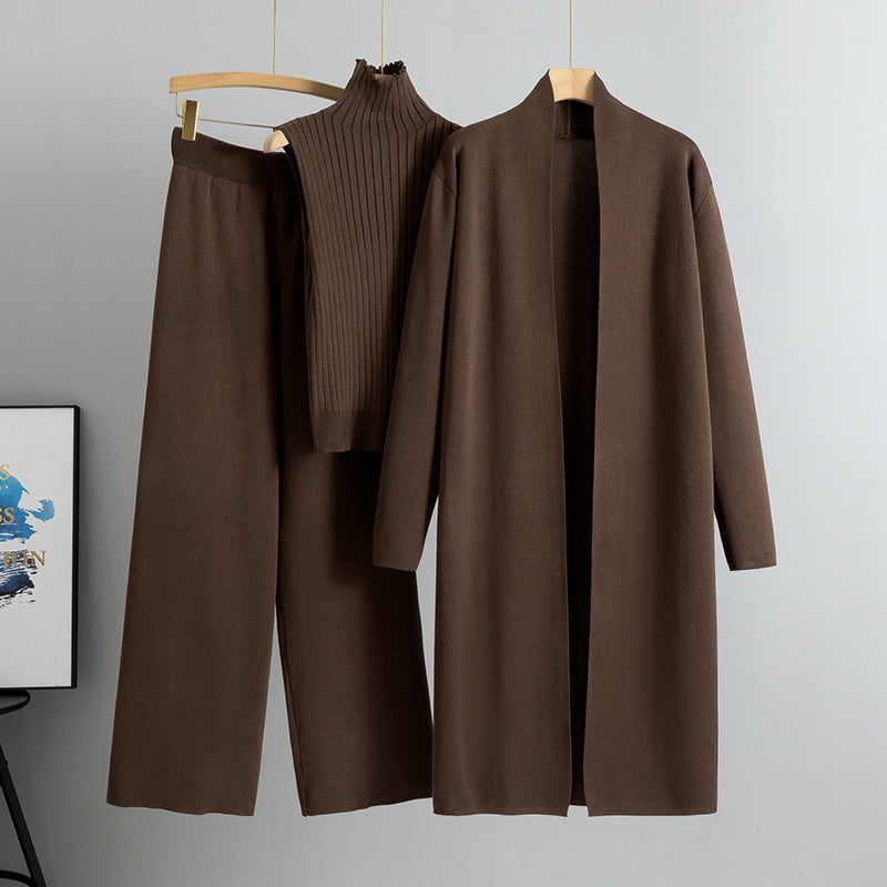 Lazy Temperament Knitting Sleeveless Three-piece Set Suits